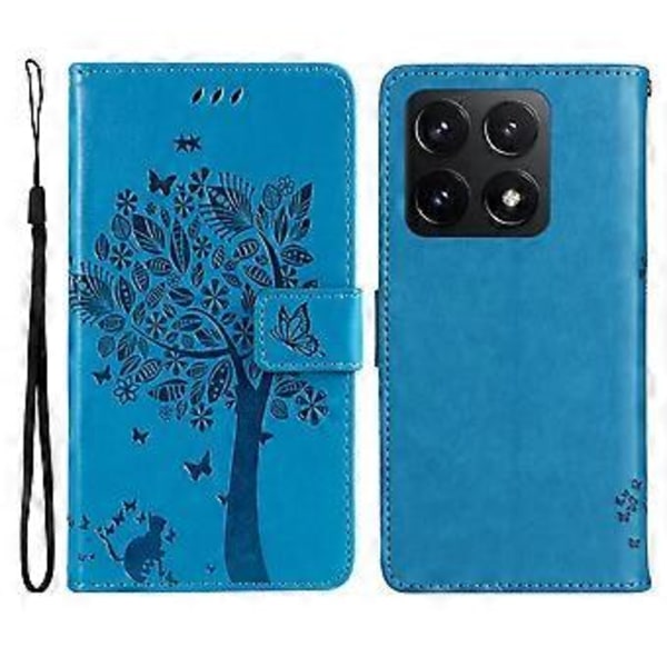 KT Imprinting Flower Series-3 Fodral till Xiaomi 14T Katt Träd Mönster Flip Läder Telefonskal (Stil D)