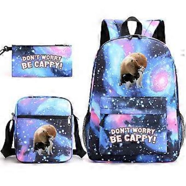 Capybara Skolväska Ryggsäck Pennfodral Axelväska Tre-delad Set _35