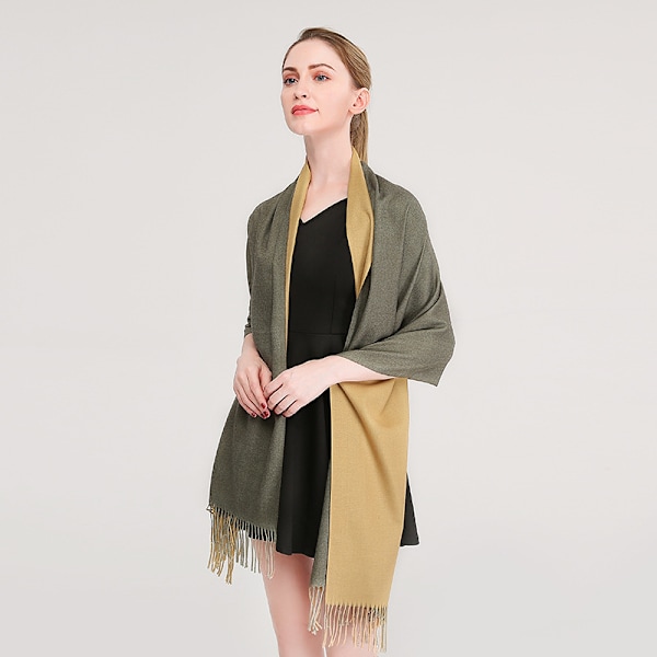 1 st Grön Elegant Cashmere Pashmina Sjal för Höst Vinter Kvinna