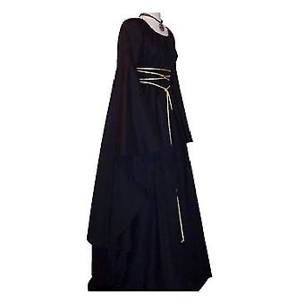 Kvinnors Halloween Renässans Medeltida Maxi Klänning Gotisk Cosplay Kostym Ty (S)