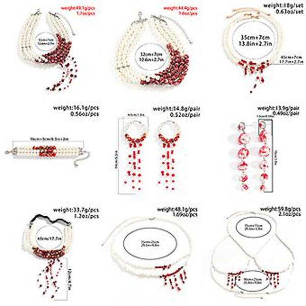 Goth-korut Veritippa Halloween Tekohelmi Veri Kerrostettu Kaulakoru Tupsu Choker Naiset Grunge Rock Asuste Esteettinen (A7)