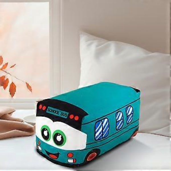 Pehmeä pehmokoulubussi Täytetty auto Lelu Valokuvarekvisiitta Halattava Koriste Syntymäpäivälahjat Tyyny Pehmuste Makuuhuoneeseen Matkalle Autoon Sohvalle (vihreä 20cm)