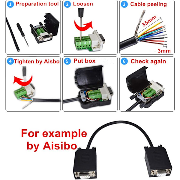 DB9 RS232 D-SUB hannkontakt til skrueterminal 9-pin port