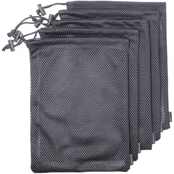 5 stk 45*35 cm svart nettingpose, slitesterk nylon snørepose – liten