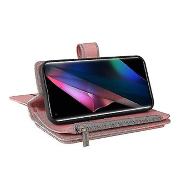 Oppo Find X3 Pro Fodral Plånbok Flip Kort Hållare Pu Läder Magnetiskt Skyddande Flipfodral - Rosa ( )