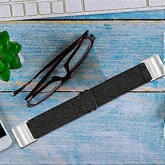 Flettet Nylon Solo Loop Urrem Justerbar Elastisk Armbånd Udskiftning Kompatibel Til Fitbit Charge 2 (Sort)