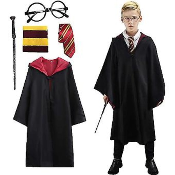 Harry Potter 6-delad Magisk Trollkarl Maskeraddräkt Kappa (185CM Blå)