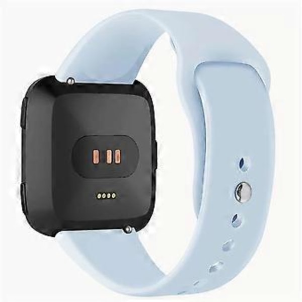Yksivärinen rullattu silikoninen ranneke Fitbit Versa 1/2/Lite -kelloon, korvaava ranneke - vauvansininen (vauvansininen)