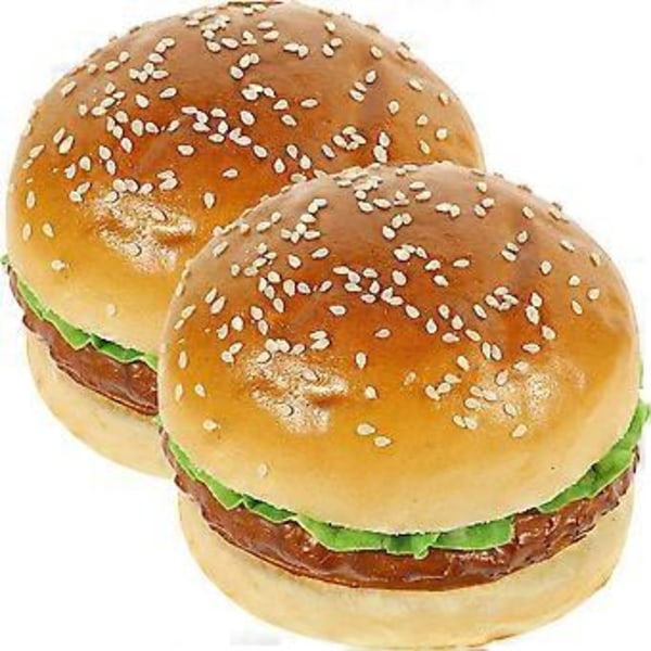 2 stk. Simuleringsmodell av falsk burger, kunstig burgermodell for utstilling, kunstig brødmodell