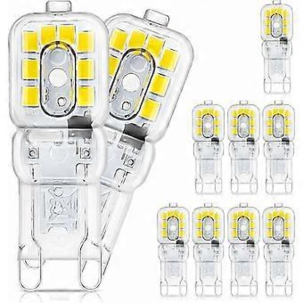 10-pak LED G9 Pærer, 3W, Svarer til 33W Halogen, Dagslys Hvid