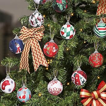 12 Stykker Julekuglepynt Juletræstofkuglepynt