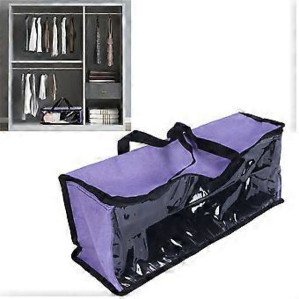 Opbevaringspose Transparent Stor Kapacitet PVC Film Støvbestandig Opbevaringspose til Rejser Kollegieværelse Camping Opbevaring Violet