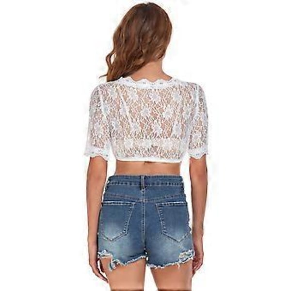 100% Ny Oppgradert Bayersk Oktoberfest Kostyme for Kvinner Tradisjonell Dirndl Bluse Ølhage Crop Top (38 Hvit halv erme)