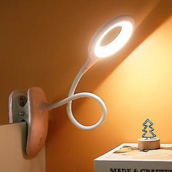 Led Klips-på Læselampe Dæmpbar Øjenbeskyttelse Bordlampe A (Pink)