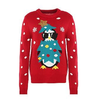 Jul Röd Blå Tröja Pullover Långärmad Tröja Söt O-ringad Stickad Tröja