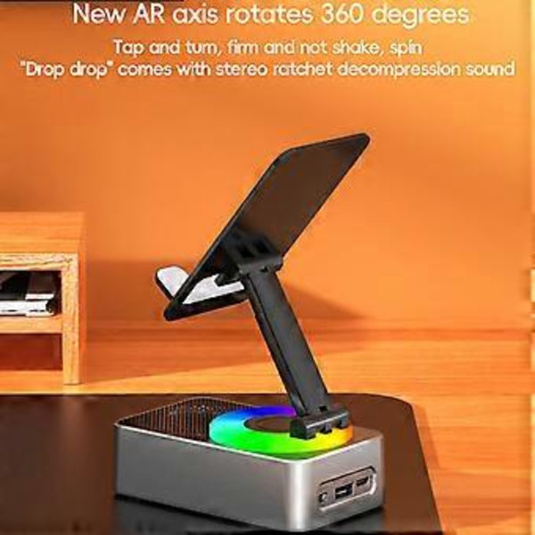 Bluetooth Audio Power Telefonholder, Telefonstativ med Bluetooth-højttaler (Grå)