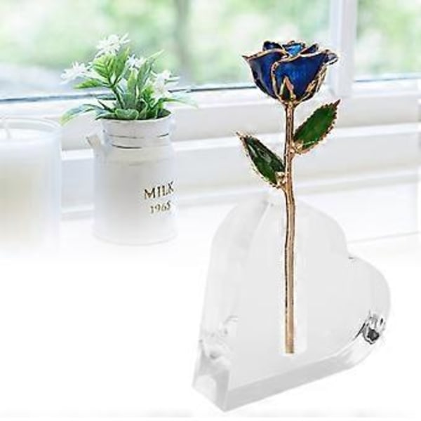 Hjerteformet Rose Stativ Transparent Akrylbelagt Rose Blomsterstativ Hylle Dekorasjon for Enkelt Ekte Rose( )