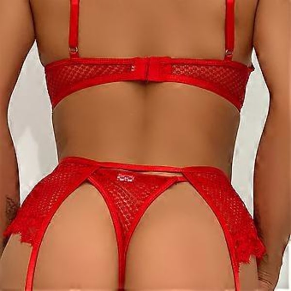 Sexy Lingeri for Kvinner - Gjennomsiktig Babydoll Nattkjole Undertøy Slip Dress Set Ny (XL Rød)