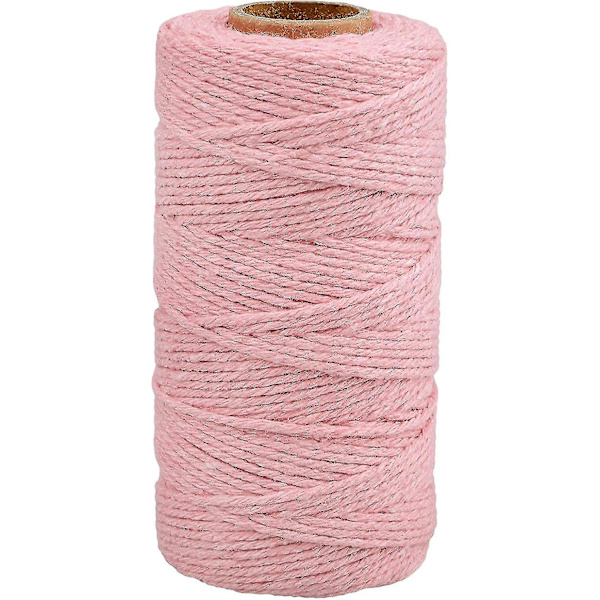 3 mm Makramé-snöre Kompatibla Hantverk 100 m Beige Bomull Makramé Hantverkssnöre Rep Kompatibel Vägg Hängande Växt Hängare Stickning.3MMx100M.Rosa