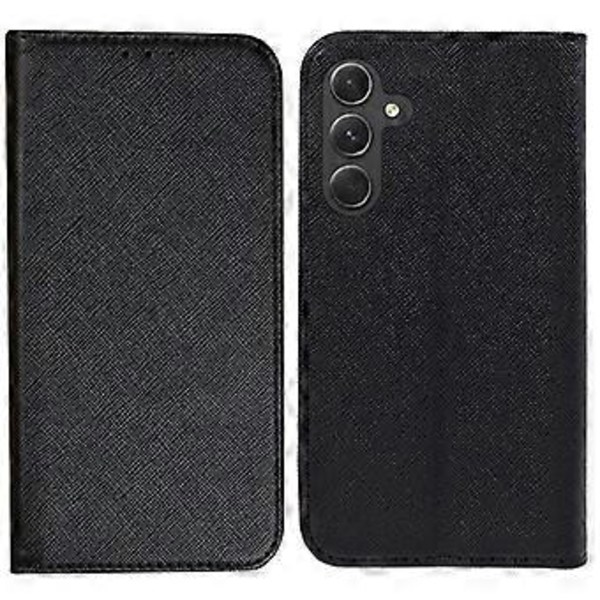 För Samsung Galaxy A16 5G/A16 4G Fodral PU Läder Korsstruktur Telefonskal Stark Magnetisk Sugkraft (Stil C)