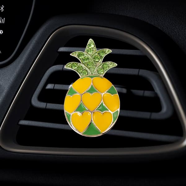 2 stk. bilventilationsklips, søde rhinsten ananas auto aircondition F