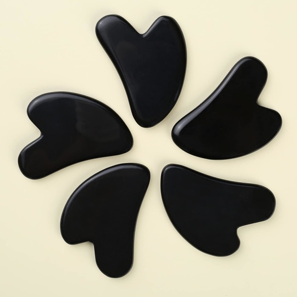 Gua Sha manuell massageverktyg skrapa, natursten svart obsidian