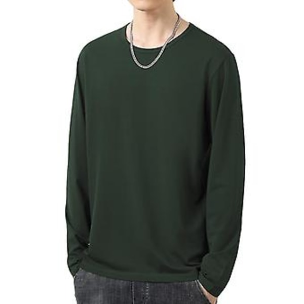 Fianao Miesten Pitkähihainen O-Kaula-T-paita Syksyyn Aluspaita Pusero Päivittäiseen Käyttöön (3XL Atrovirens)