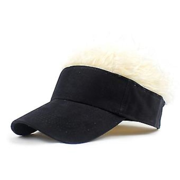 Basebollkeps med taggiga hårperuk 2021 Basebollkeps med taggiga peruker för män och kvinnor Casual kort solskydd justerbar solvisir (Beige)