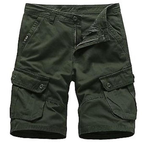 Herre Cargo Shorts Sommer Utendørs Hiking Multi-lomme Arbeidsbukser-r (32 Army Green)