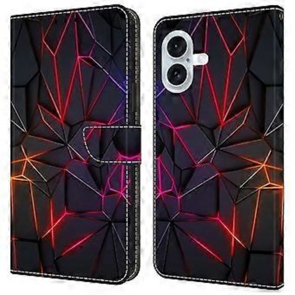 iPhone 16 -kotelo, kuvioitu painettu suojakuori TPU+PU-nahkainen läppäkotelo (tyyli C)