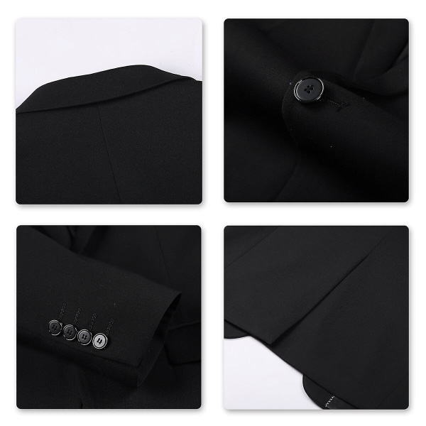 Allthemen Men's Business Blazer Solid Slim Fit Jacket Black Black XS
