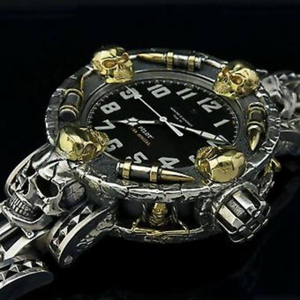 Herre Skalle Ur Resin Elektronisk Rem Guld Urtavle Legering Ure Armbåndsur Ny( )