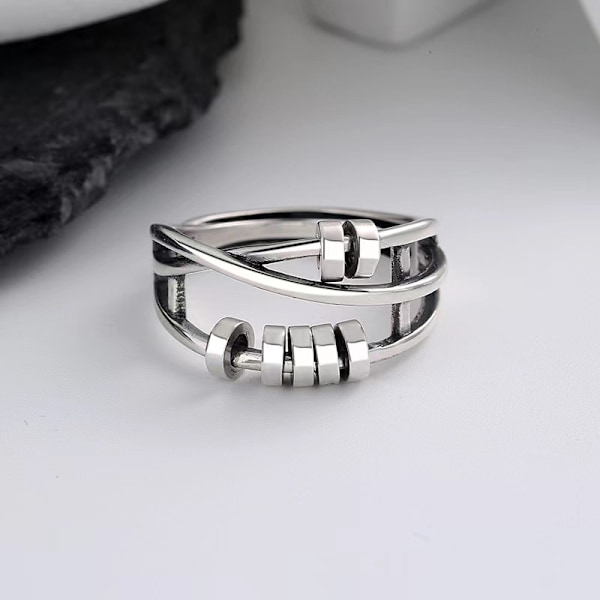 Sølv Anti-Angst Ringe Unisex Spinner Ringe Unisex Justerbar
