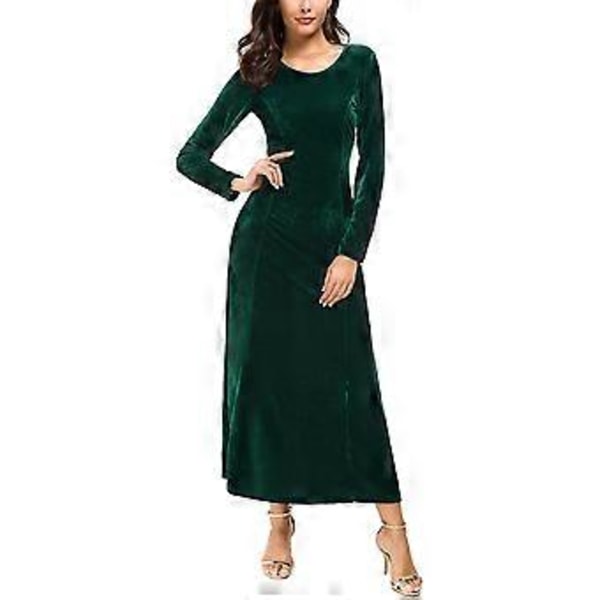 Elegant långärmad, rynkad sammetsklänning för damer (modell 845)