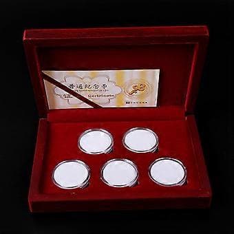 Træ Opbevaringsboks 5 Rum Display Case til s Medalje Samling