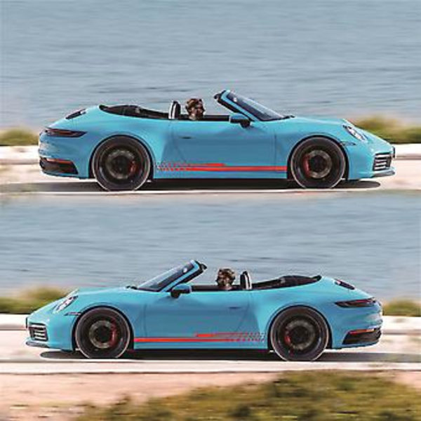 2 stk Bilsticker Dekorative PVC Gitter Autokarosseri Sideskørt Dør Dekoration Dekal DIY Styling Tilbehør til Sportsracerbil Gul Style Z