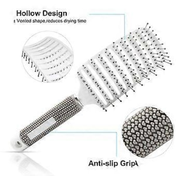 Vent Brush, Massasjebørste Flex Vented Avknyttende Styling Hårbørste for Langt Tykt Krøllete Hår for Kvinner