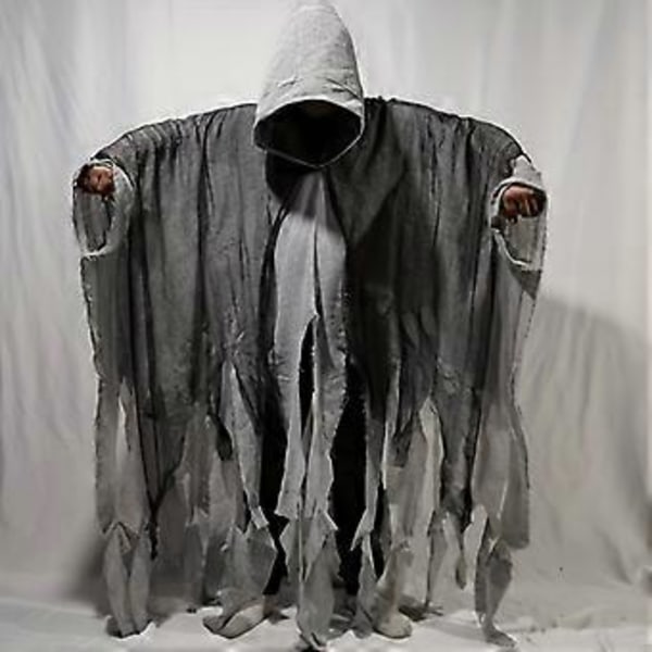 Halloweenkappa Skelettkläder, Mask, Spökhus, Hemligheternas kammare, Utklädningszombies, Kostymrekvisita (grå)