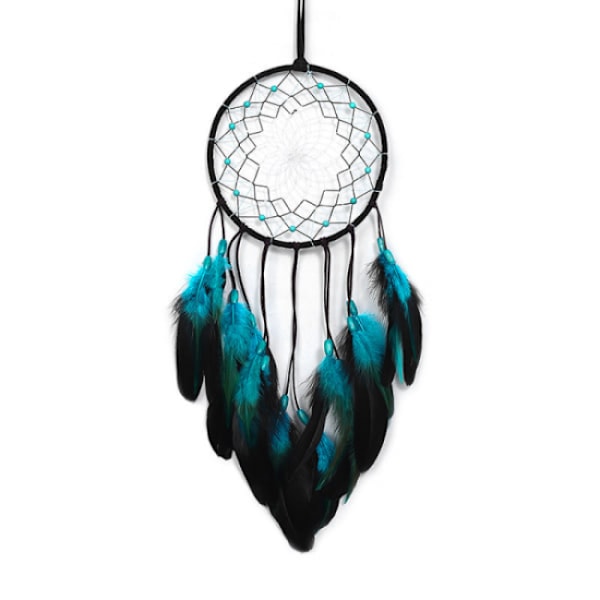 Dream catchers with luminous beads, handmade blue dream catchers