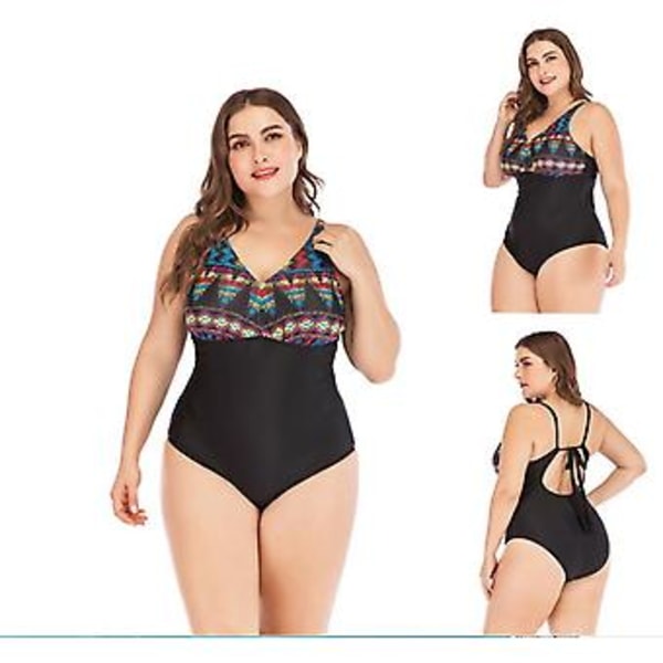 Girl’s swimsuit  large size one-piece sexy breathable swimwear 4xl Black safflower