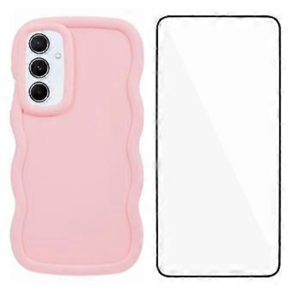 WANLONFENG XL-serien for Samsung Galaxy A54 5G Deksel Bølgekant TPU-deksel med Herdet Glass Film (Stil C)
