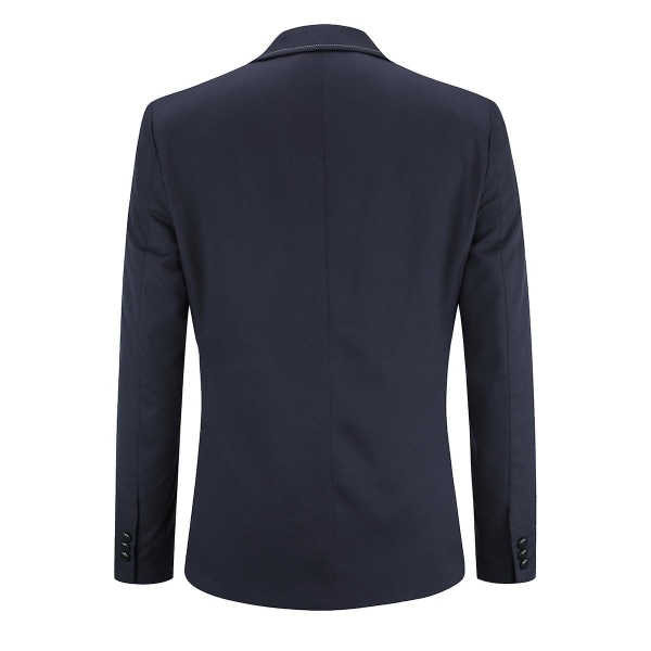 Allthemen Mens Solid Color One Button Simple Jacket Navy Blue Navy Blue M