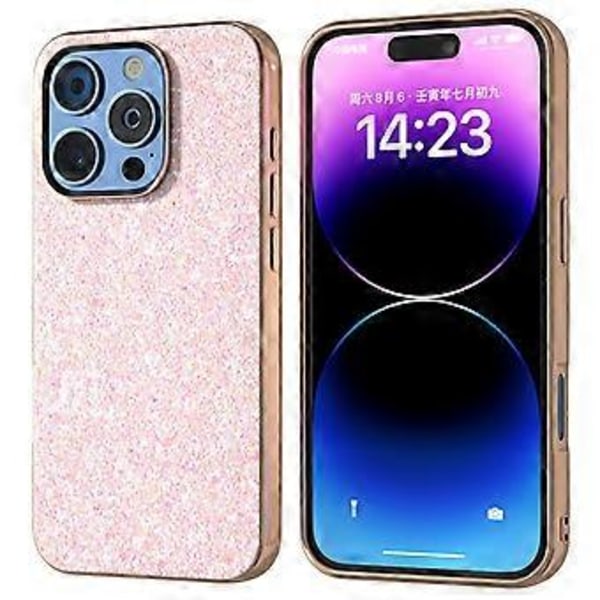 För iPhone 16 Pro Max Skal Elektropläterad Telefonfodral Färgglatt Glitter Design PU+TPU Skyddsfodral (Stil B)
