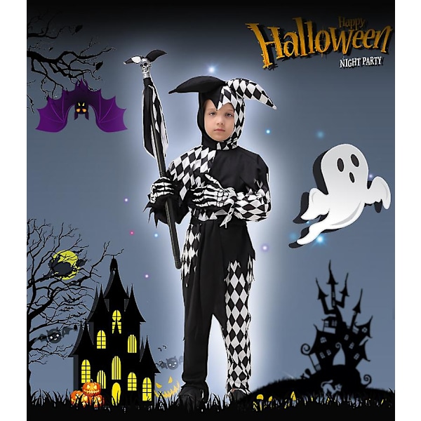 Läskig Skelett Cosplay Robe Kostym Halloween Cosplay Scen Ghost Performance Kostym.140cm.