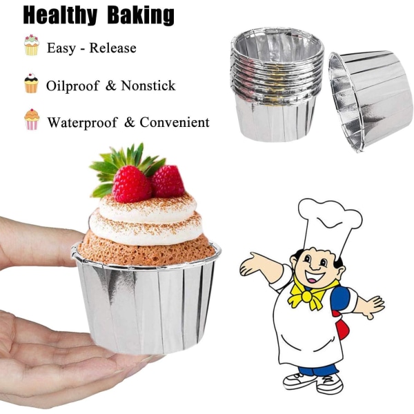 50 stk aluminiumsfolie bakekopper, muffinsformer, minicupcakes