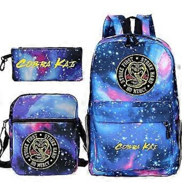 3-delt sett Cobra Kai Ryggsekk Skolevesker Casual Bagpacks Trykte Sekker For Tenåringer Jenter Gutter Reisevesker (21)