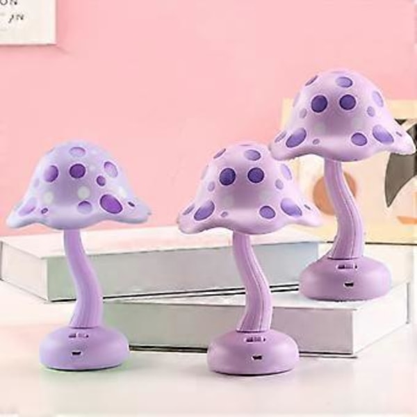 Svamp bordlampe LED mini genopladelig natlampe skrivebords ornament sovesal soveværelse sengelampe gave (blå)