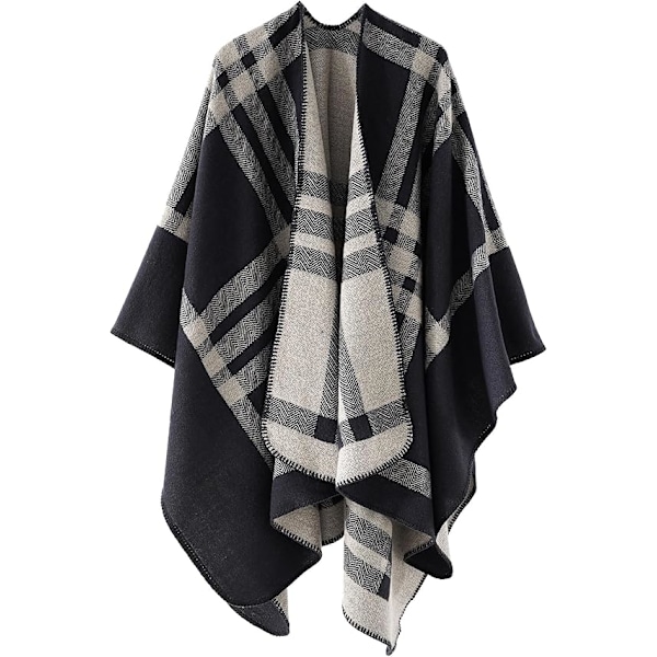 Elegant Sjal med Öppen Framkant, Mjuk Poncho för Kvinnor, Lämplig för Vår, Höst och Vinter