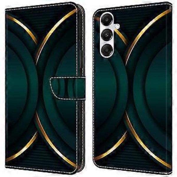 Magnetiskt fodral för Samsung Galaxy A35 5G med 3D-mönstertryck i läder (Gyllene kontur)