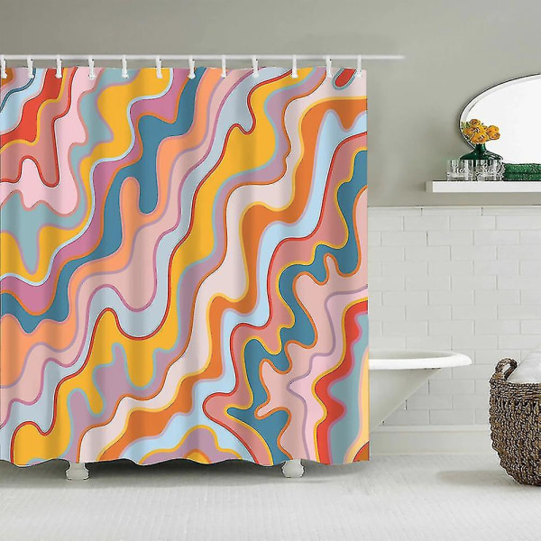 Spiral Rotating Orange Pink Colorful Psychedelic Bathroom Shower Curtain YL260-1 180cm*180cm